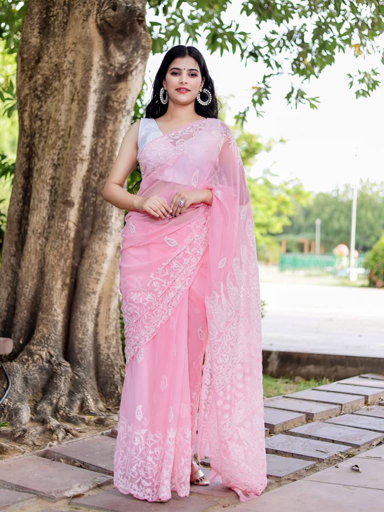 Georgette Saree with Mukaish