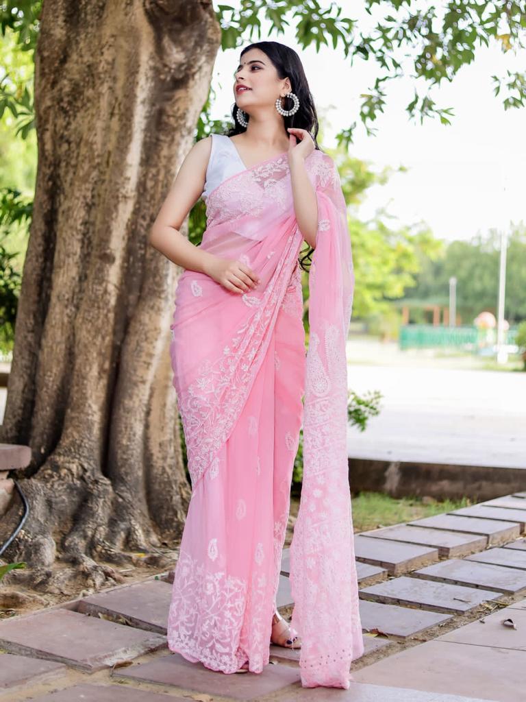 Georgette Saree with Mukaish