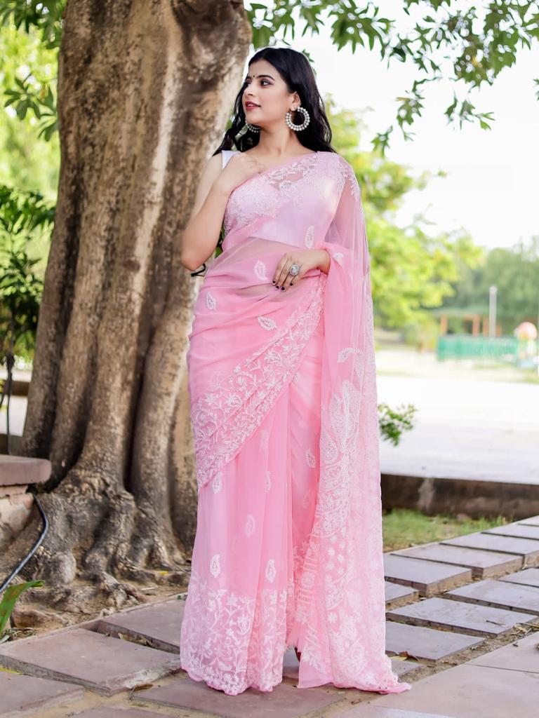 Georgette Saree with Mukaish