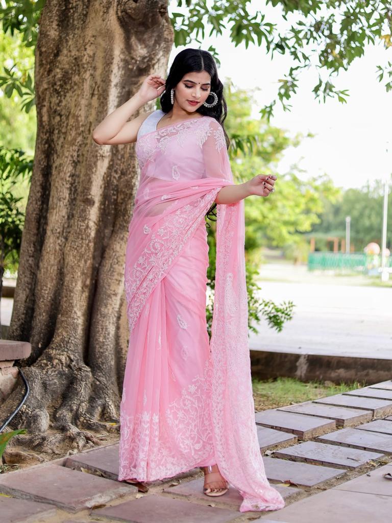 Georgette Saree with Mukaish