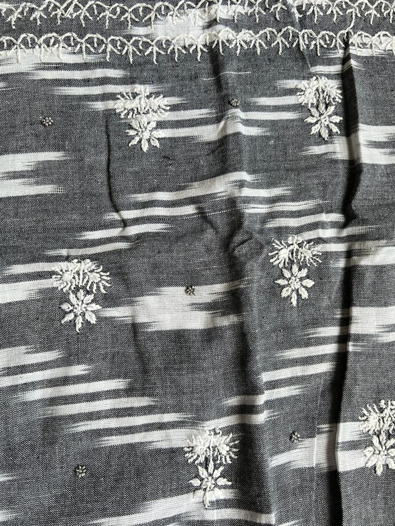 Grey Ikat cotton Set with Add on