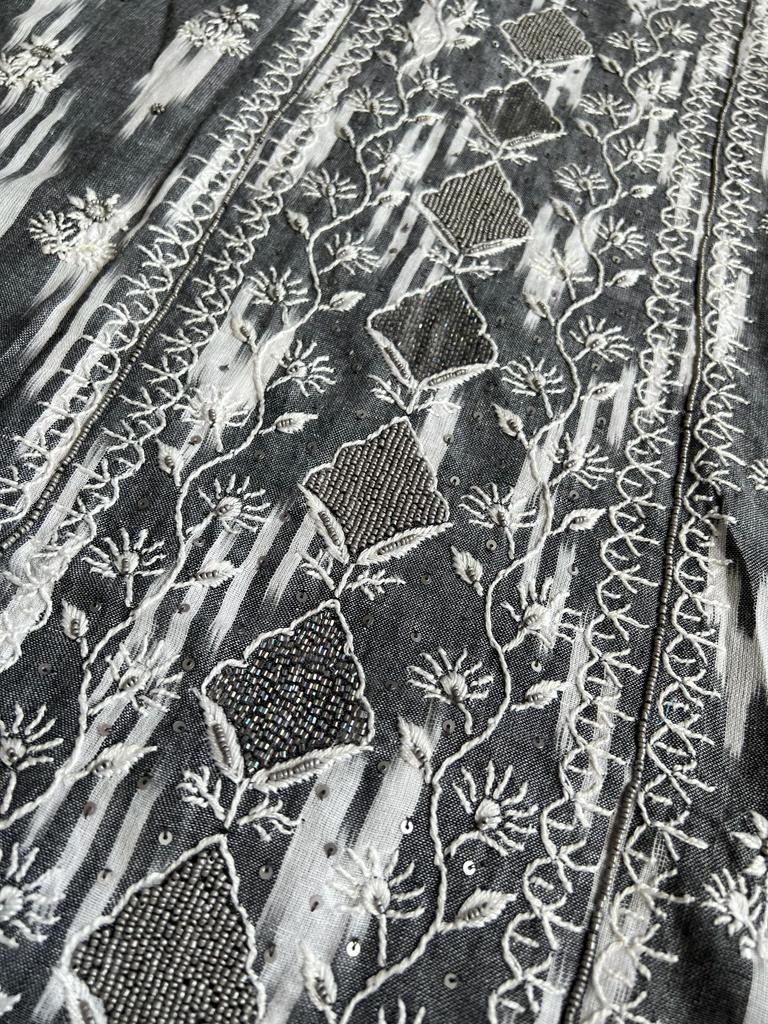 Grey Ikat cotton Set with Add on