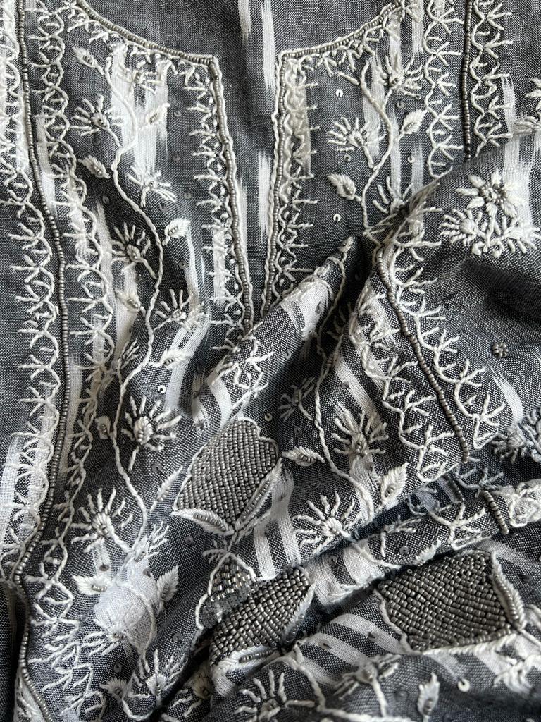 Grey Ikat cotton Set with Add on