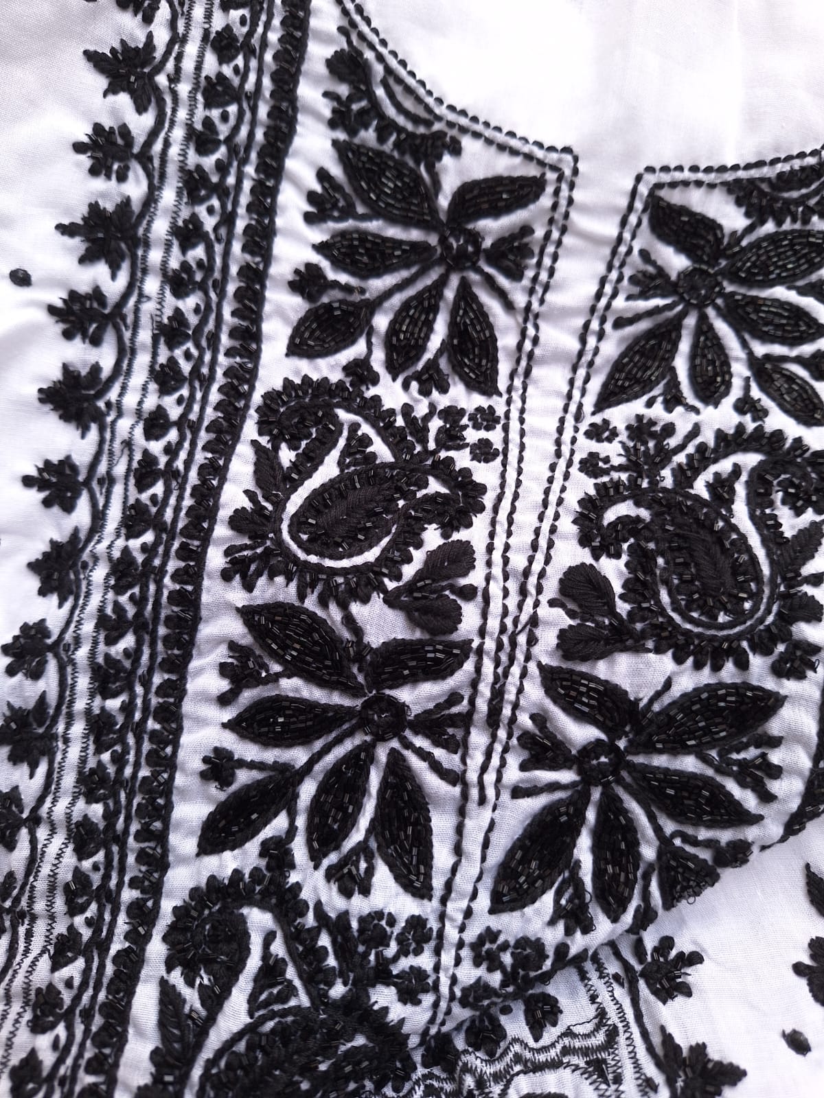 White kurta with Black work