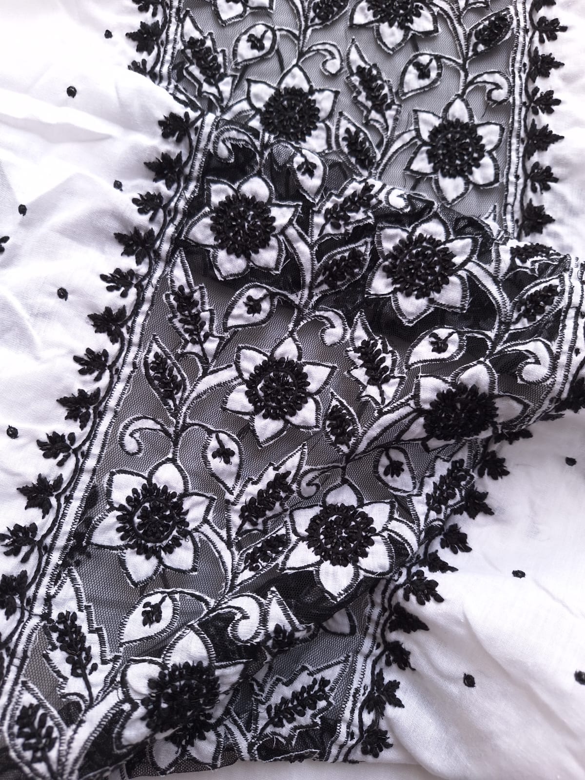 White kurta with Black work