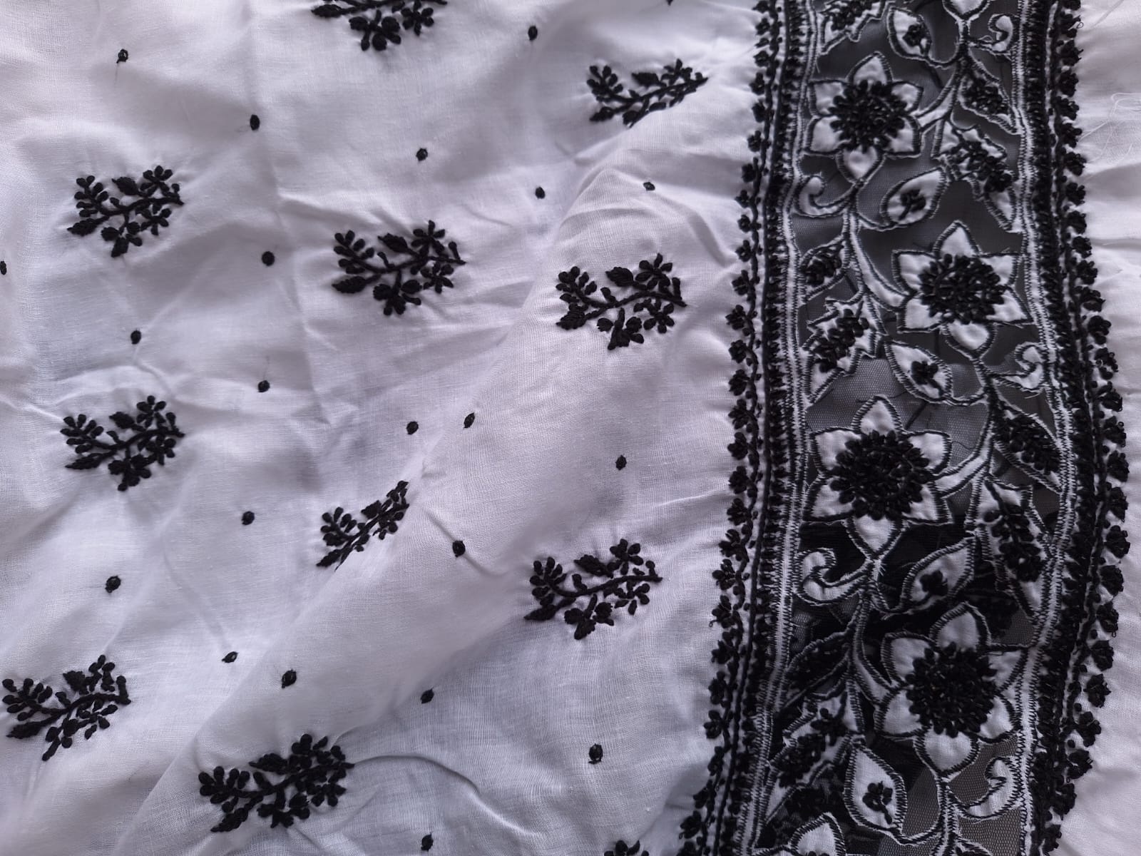 White kurta with Black work