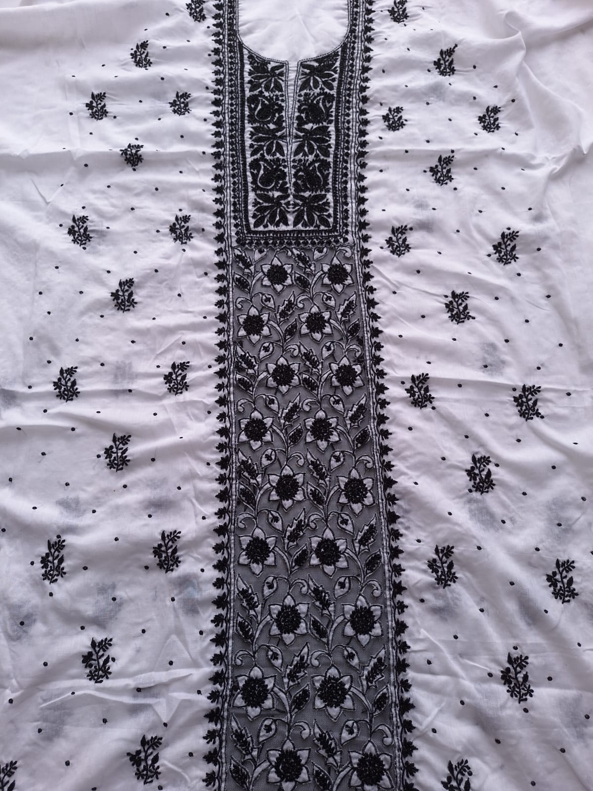 White kurta with Black work