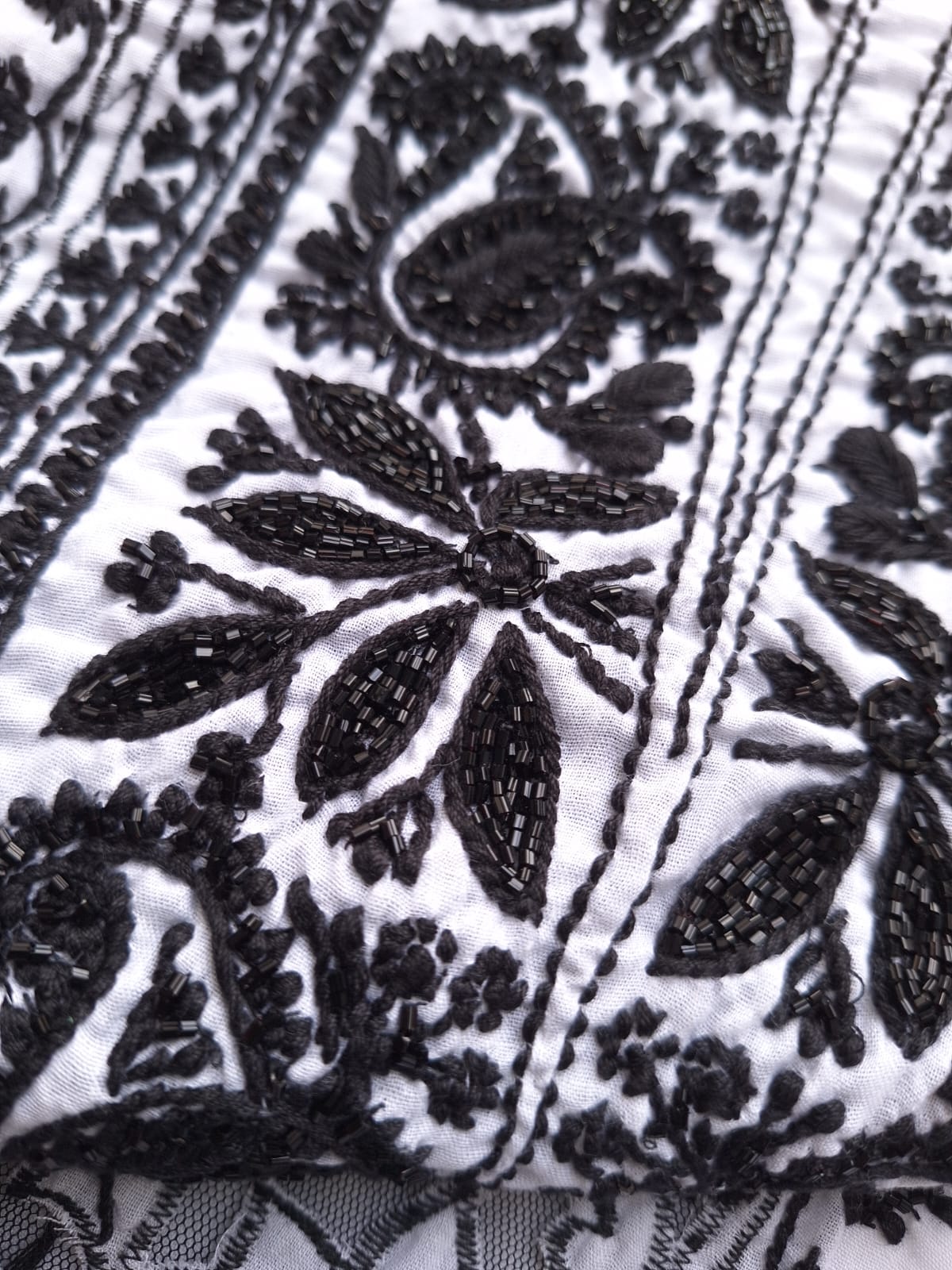 White kurta with Black work