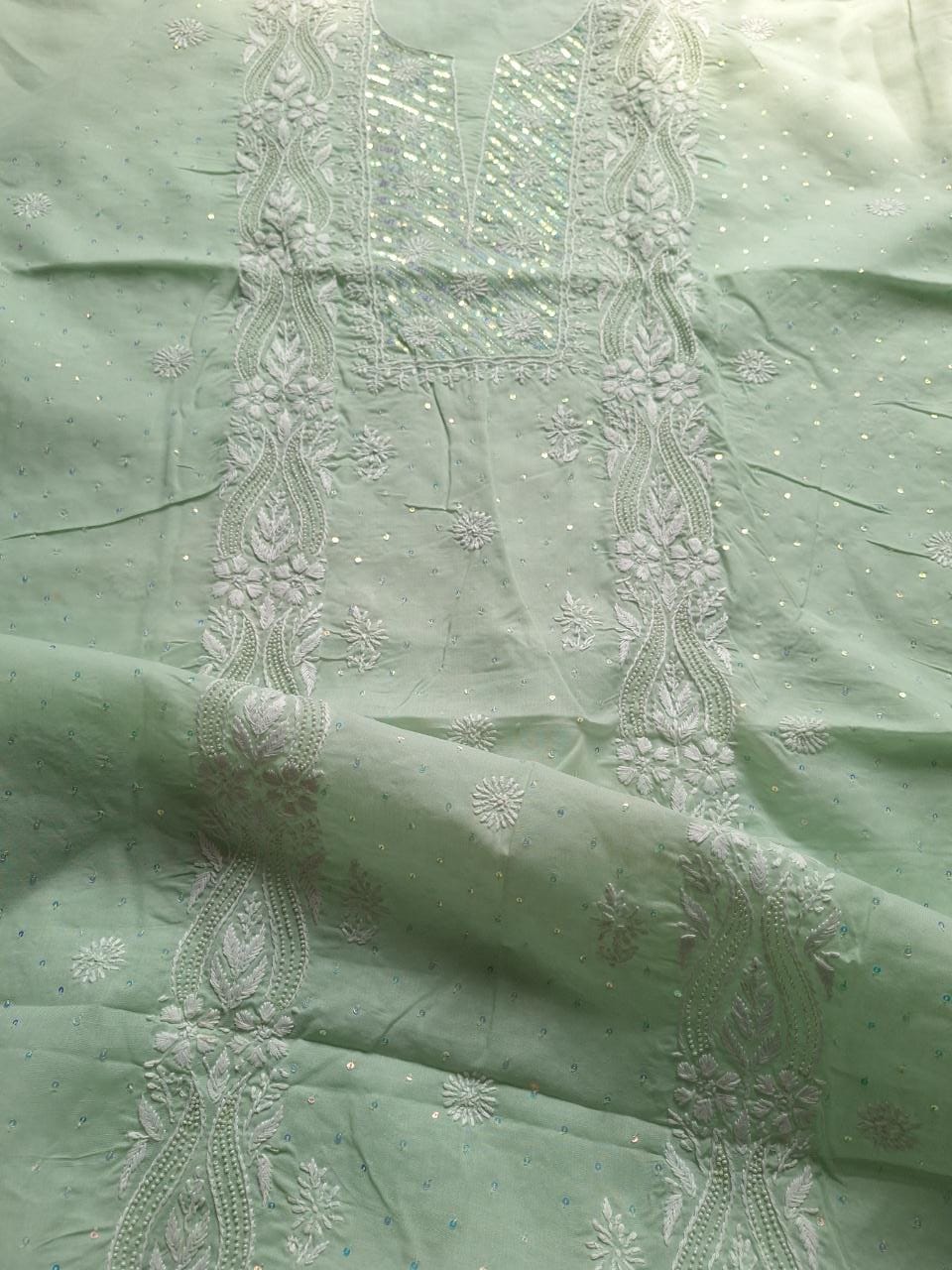 Sage Green Kurta with Embellishments