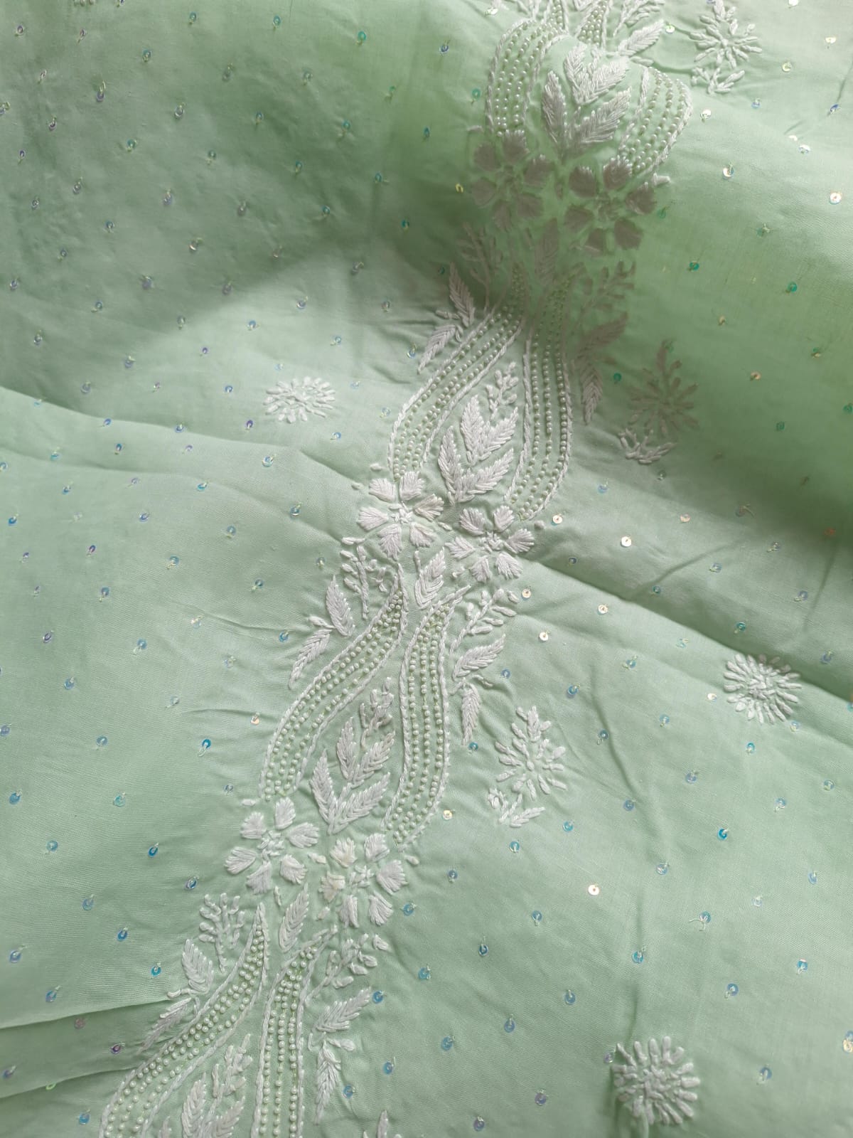 Sage Green Kurta with Embellishments