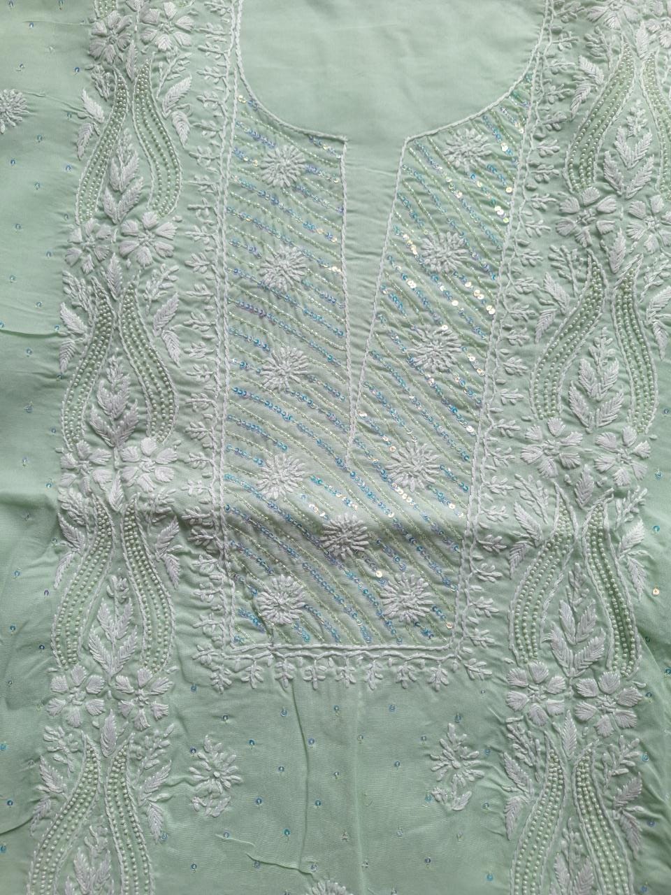 Sage Green Kurta with Embellishments