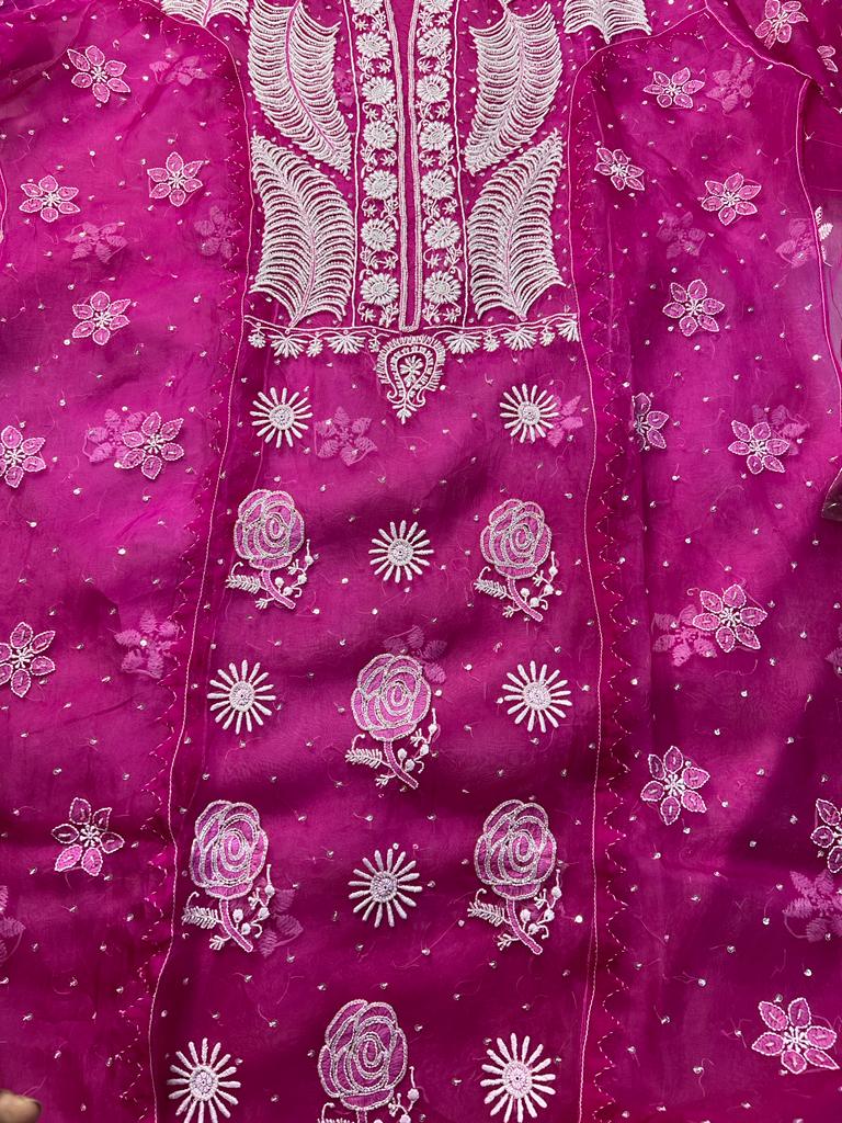 Rani Pink Organza silk Set