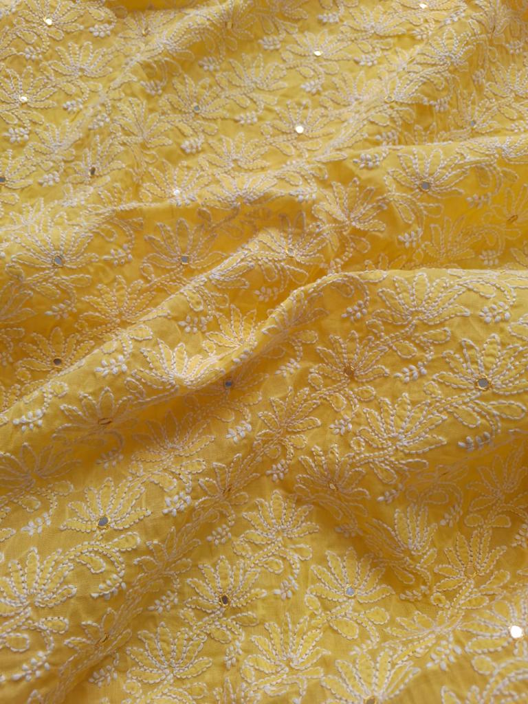 Yellow Jaal kurta with Mirror work