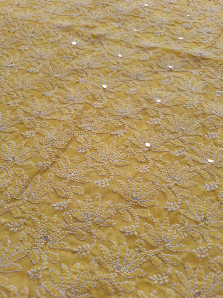 Yellow Jaal kurta with Mirror work