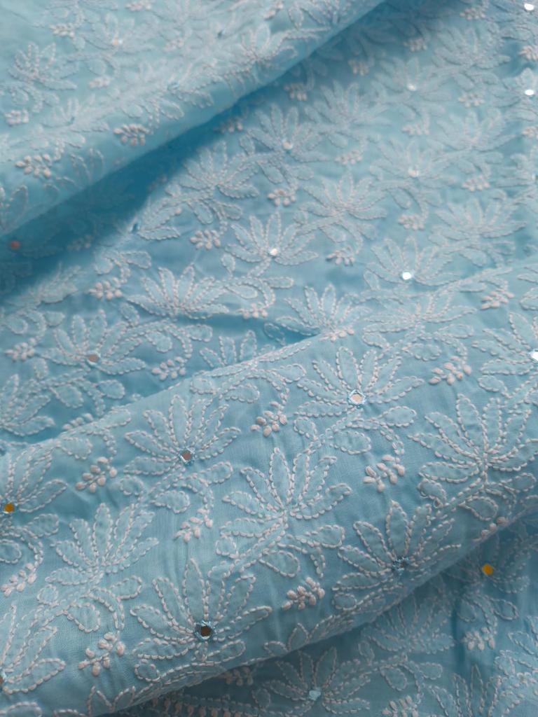 Blue Jaal kurta with Mirror work