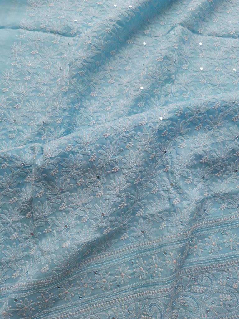 Blue Jaal kurta with Mirror work
