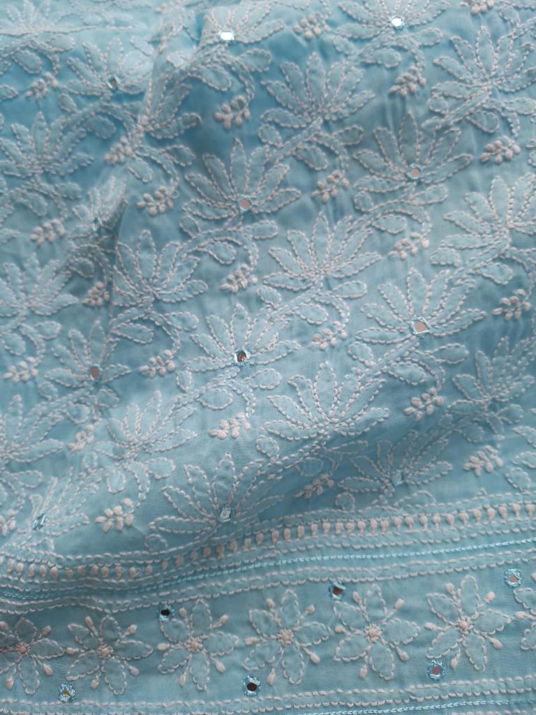 Blue Jaal kurta with Mirror work