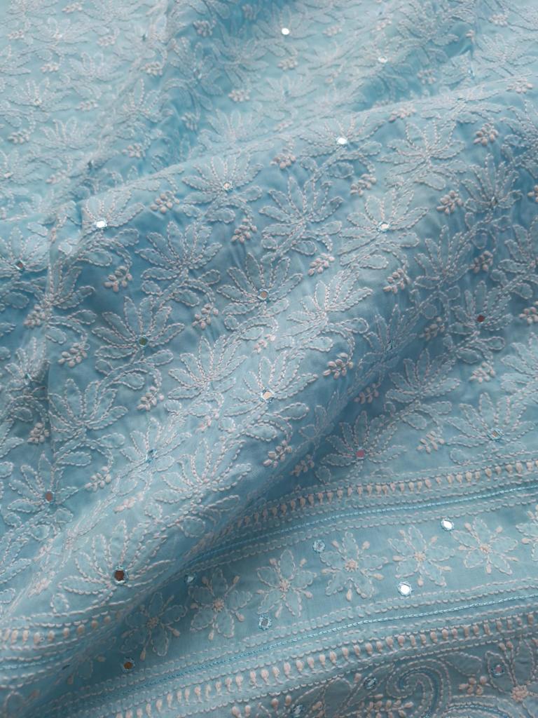 Blue Jaal kurta with Mirror work