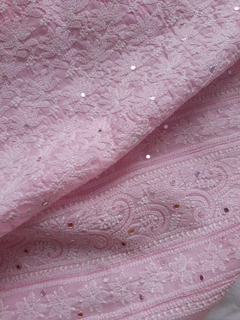 Pink Jaal kurta with Mirror work