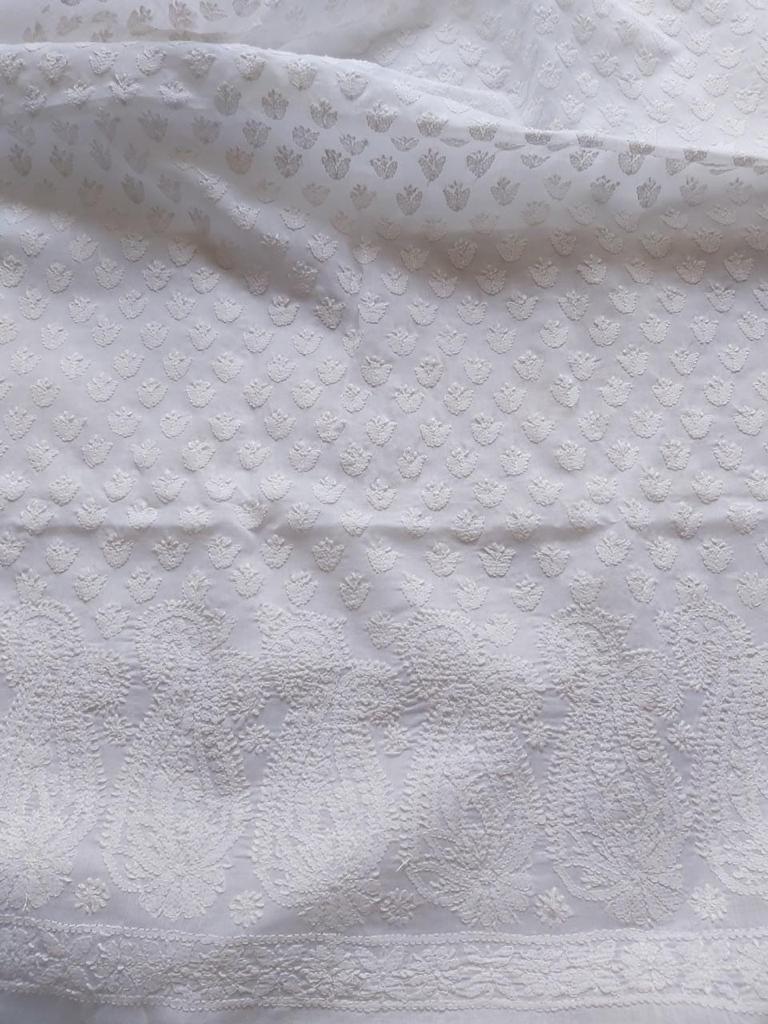 White elegant hand embroidered cotton Full set