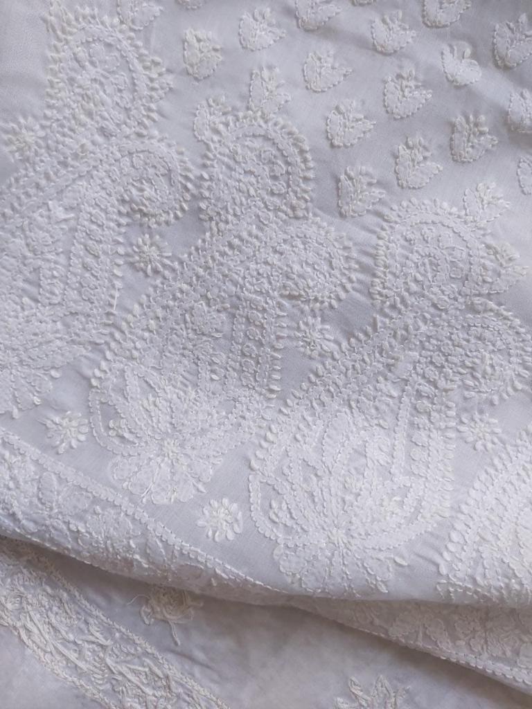 White elegant hand embroidered cotton Full set