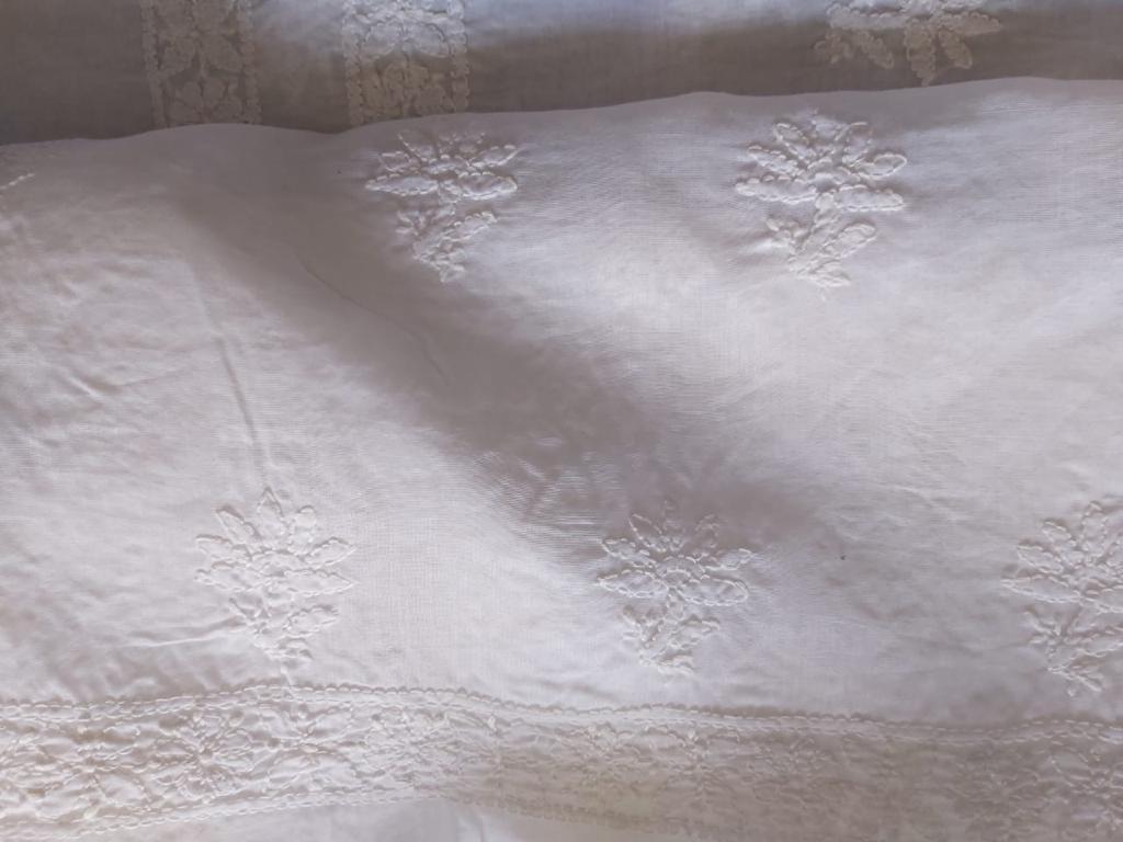 White elegant hand embroidered cotton  Full  set