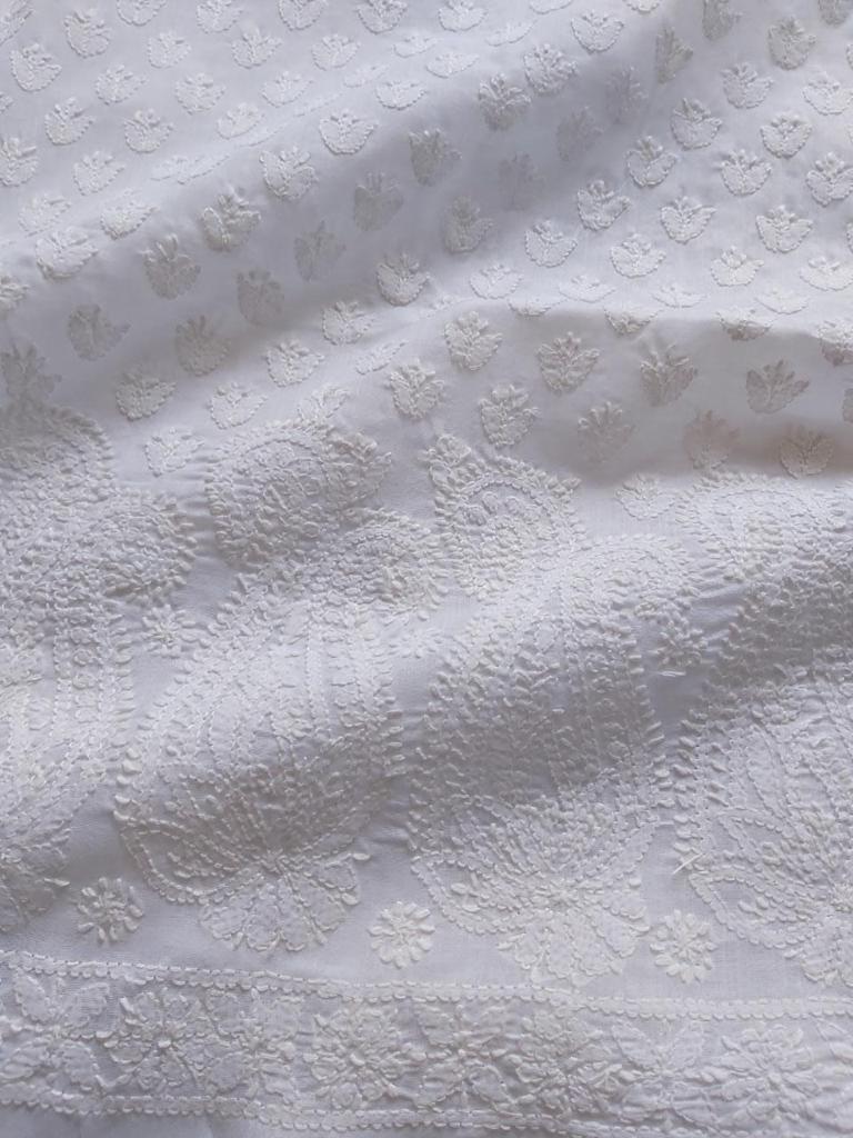 White elegant hand embroidered cotton  Full  set