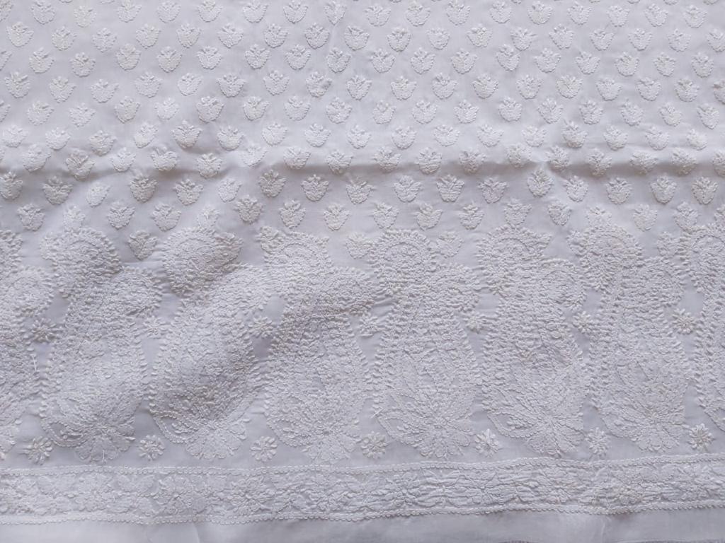 White elegant hand embroidered cotton Full set