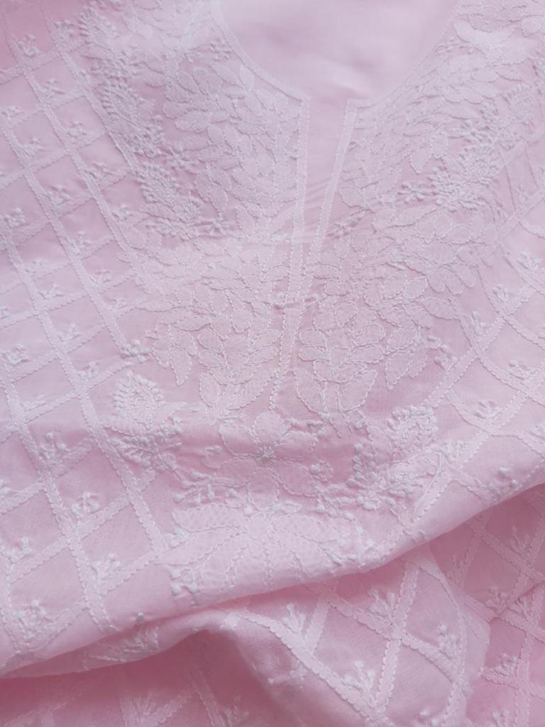 Baby Pink cotton hand embroidered Full set