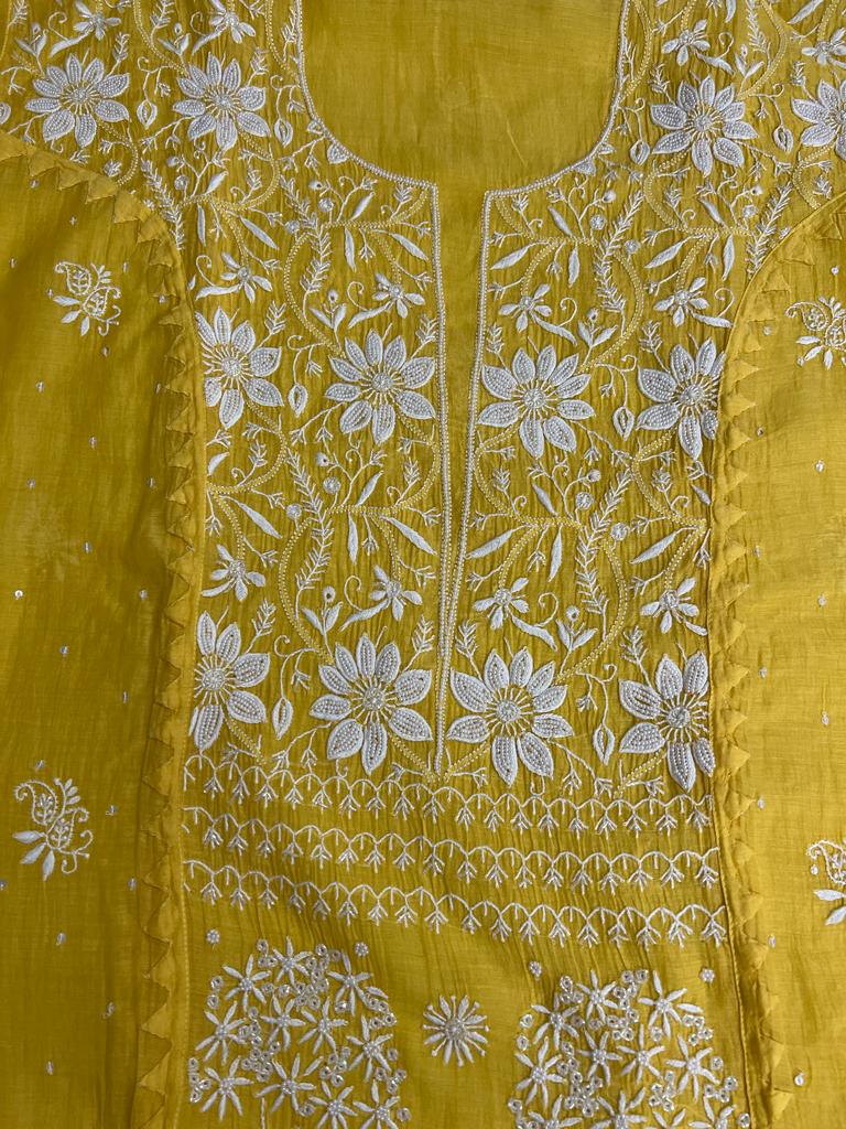 SAHAR Mango yellow Semistiched Kurta and dupatta