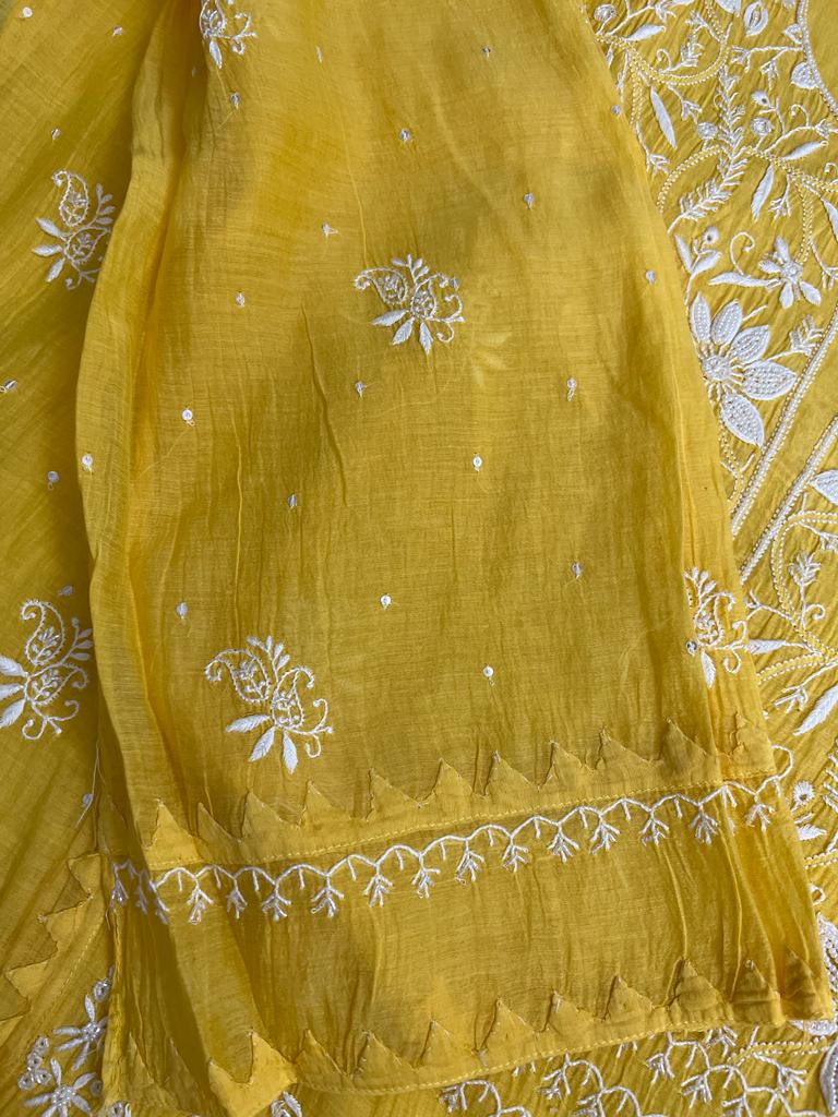 SAHAR Mango yellow Semistiched Kurta and dupatta