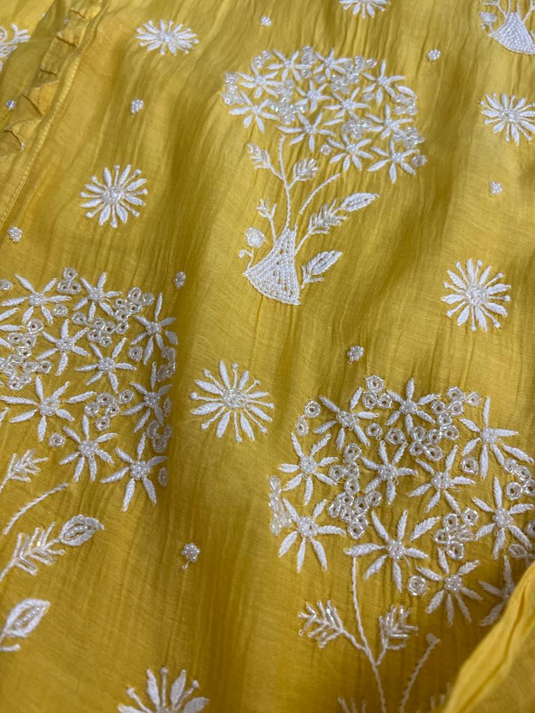 SAHAR Mango yellow Semistiched Kurta and dupatta