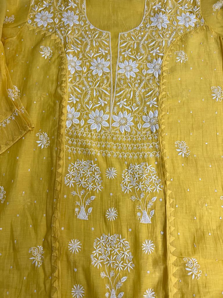 SAHAR Mango yellow Semistiched Kurta and dupatta
