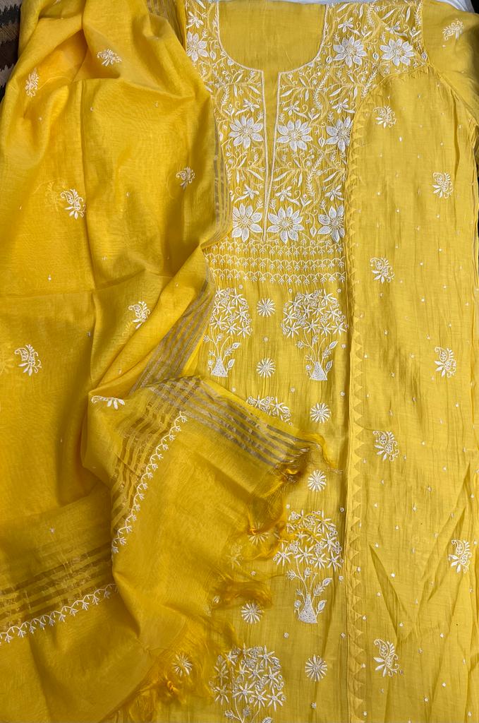 SAHAR Mango yellow Semistiched Kurta and dupatta