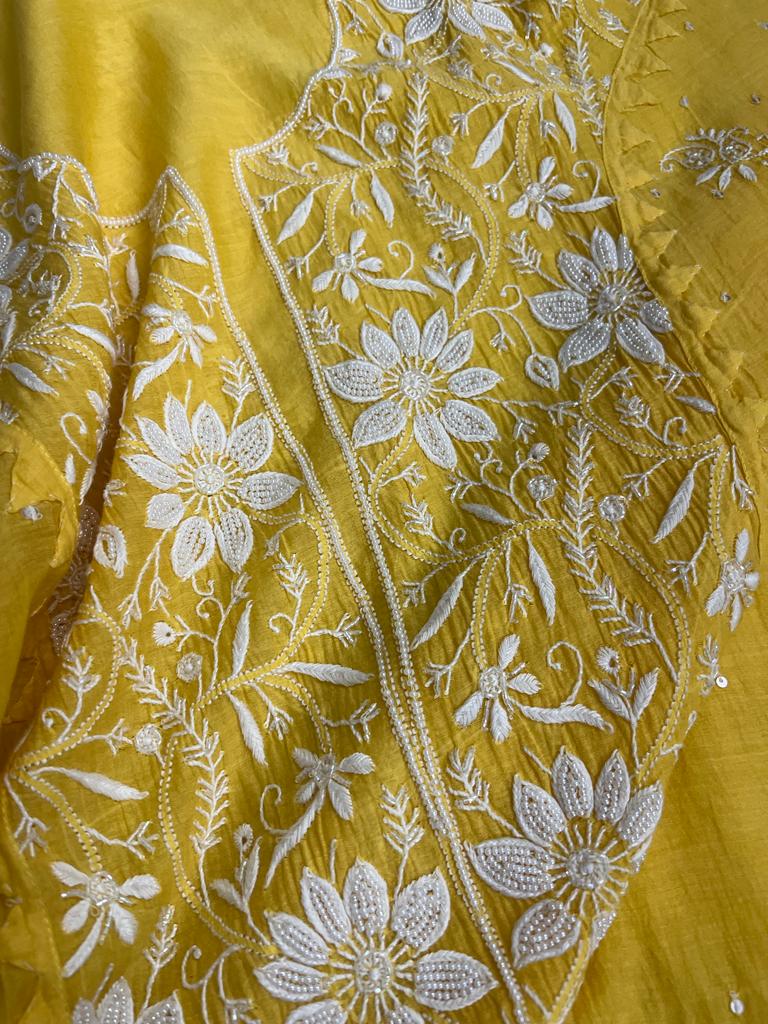 SAHAR Mango yellow Semistiched Kurta and dupatta