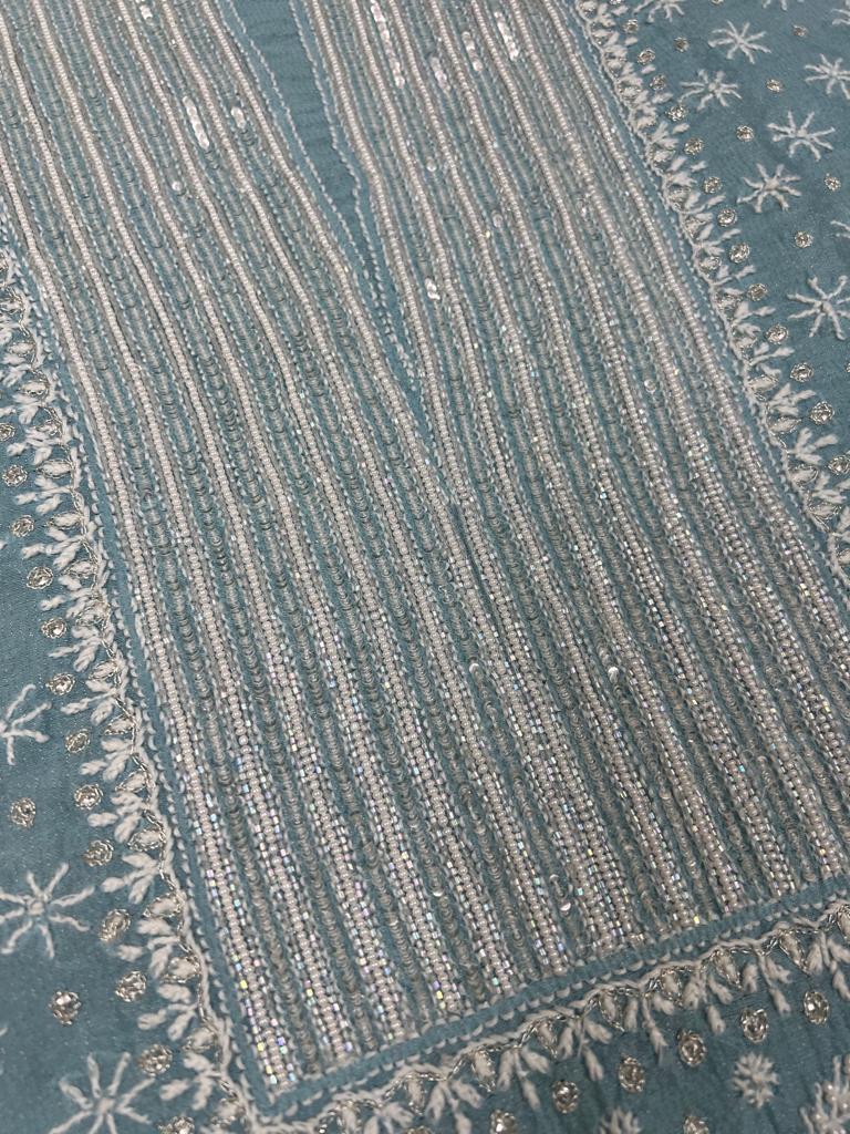 SITAARA Silver Tissue Chanderi Kurta dupatta with heavy Add on