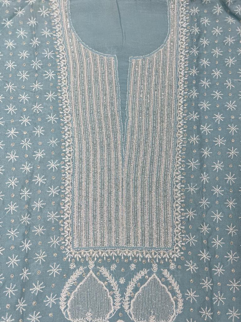 SITAARA Silver Tissue Chanderi Kurta dupatta with heavy Add on