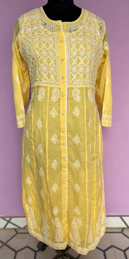 Nayara Cut Soft cotton full embroidered Kurta