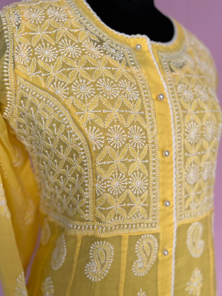 Nayara Cut Soft cotton full embroidered Kurta