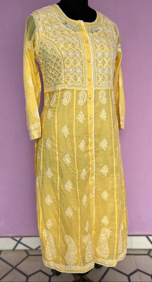 Nayara Cut Soft cotton full embroidered Kurta