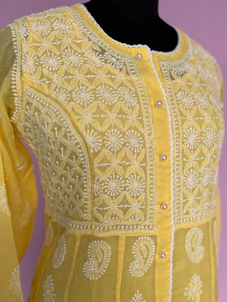 Nayara Cut Soft cotton full embroidered Kurta
