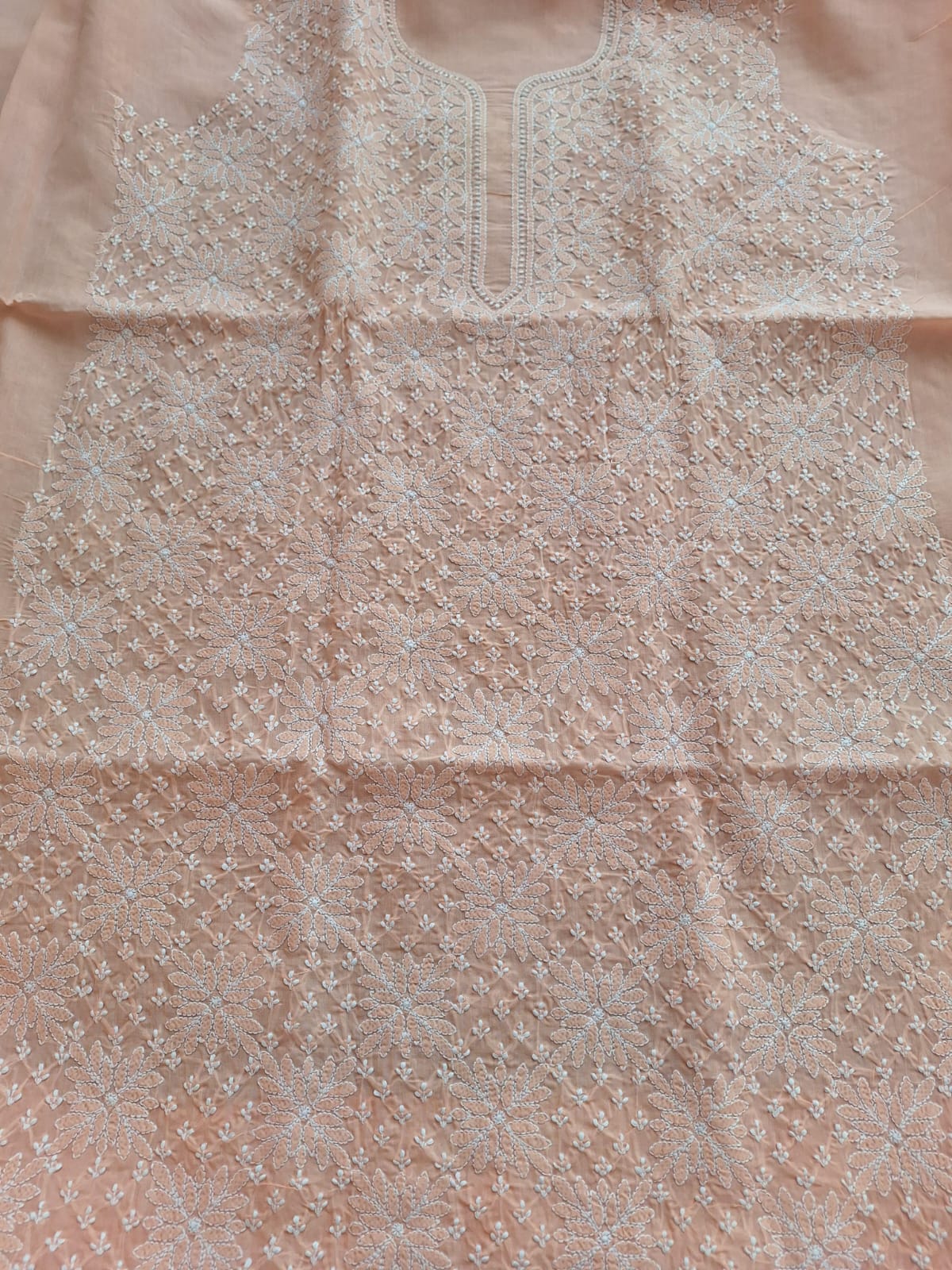 Peach Cotton Jaalwork Kurti