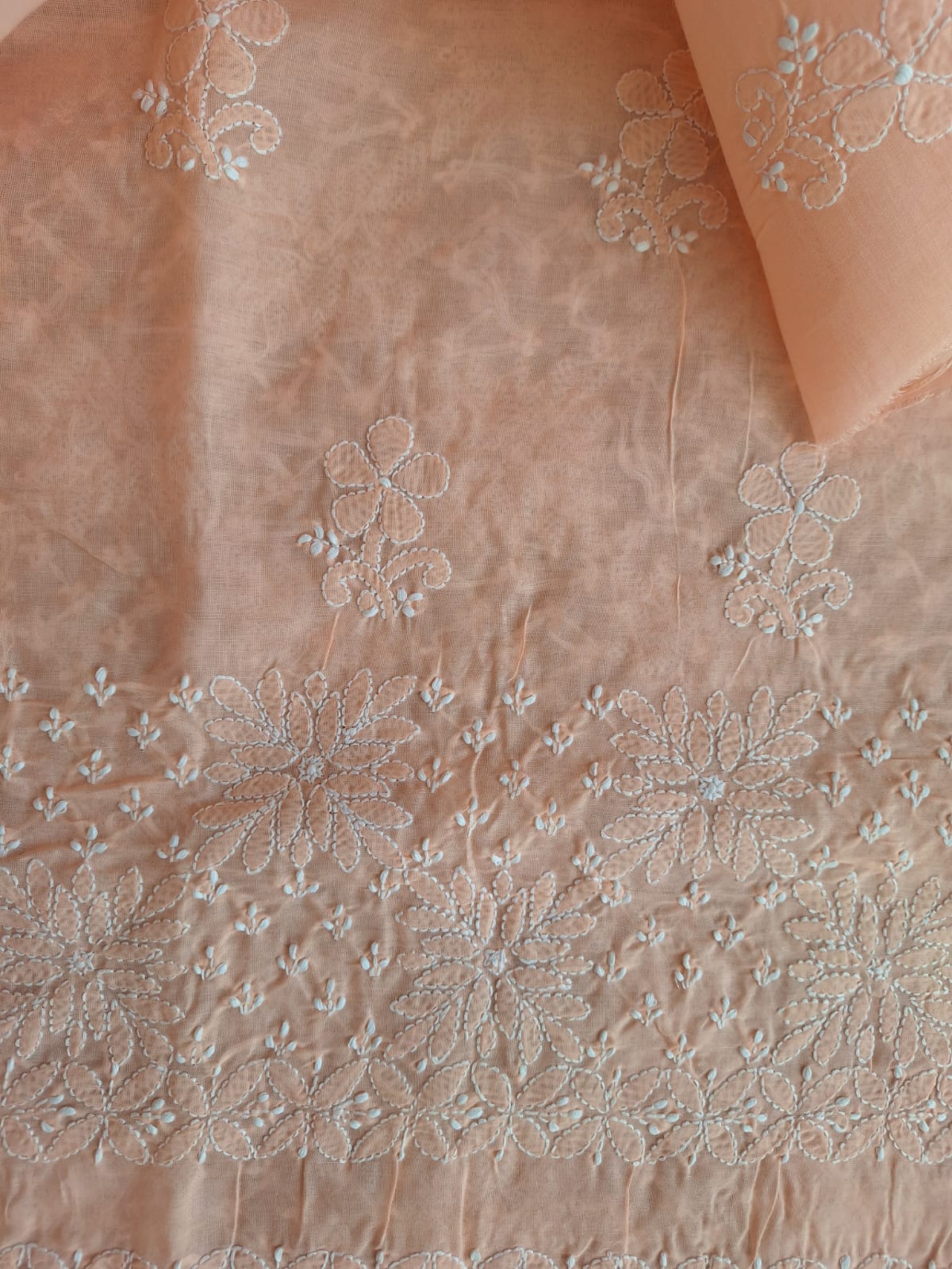 Peach Cotton Jaalwork Kurti