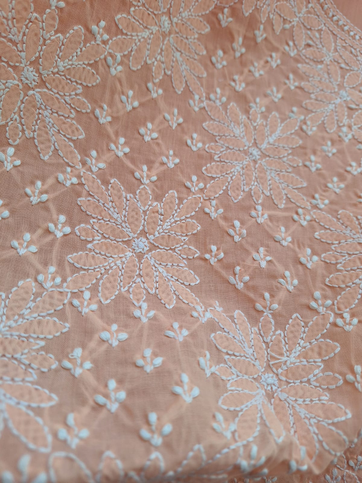 Peach Cotton Jaalwork Kurti