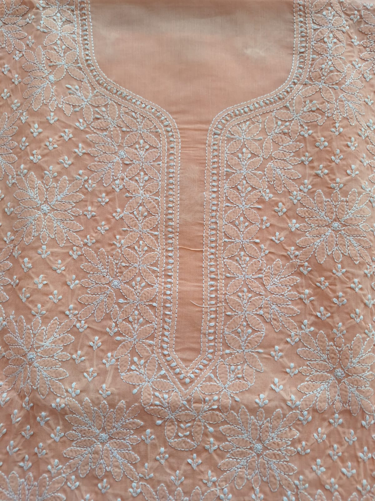 Peach Cotton Jaalwork Kurti