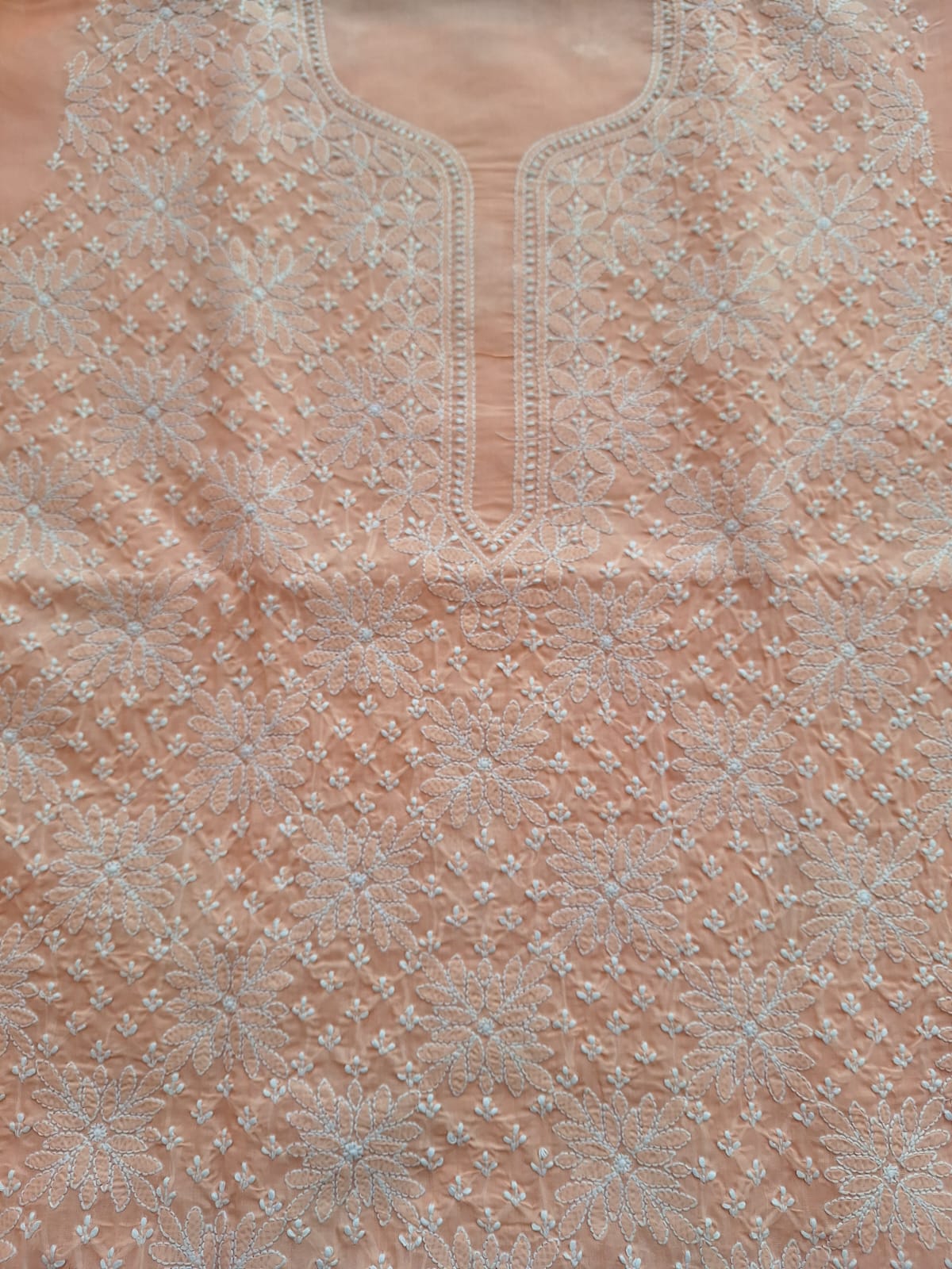 Peach Cotton Jaalwork Kurti