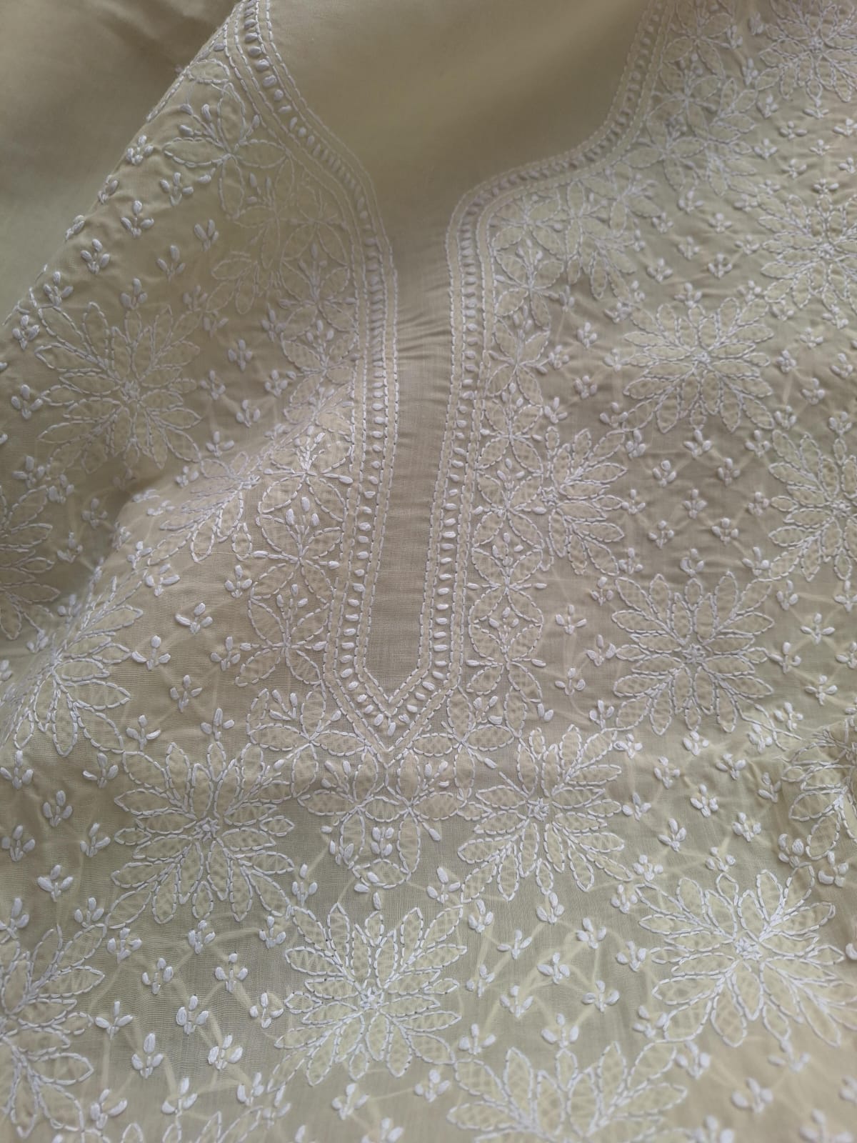 Beige Cotton Jaalwork Kurta