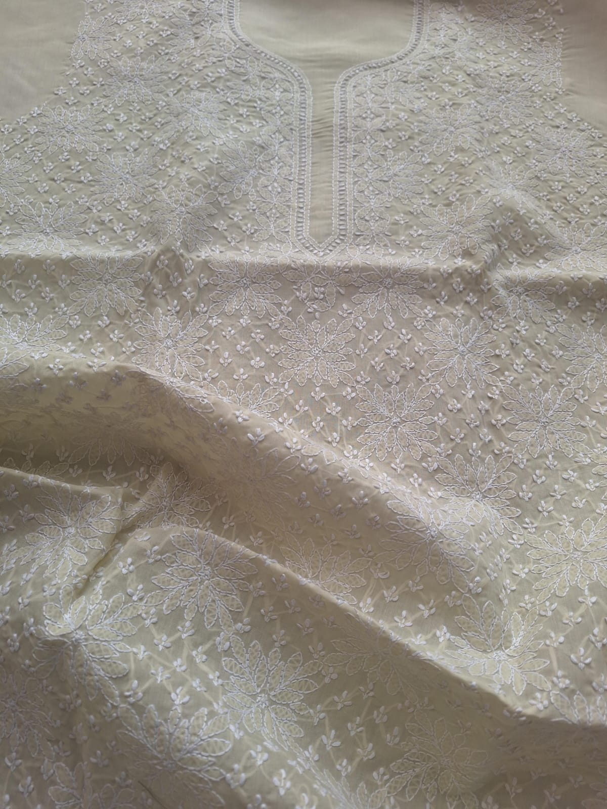 Beige Cotton Jaalwork Kurta