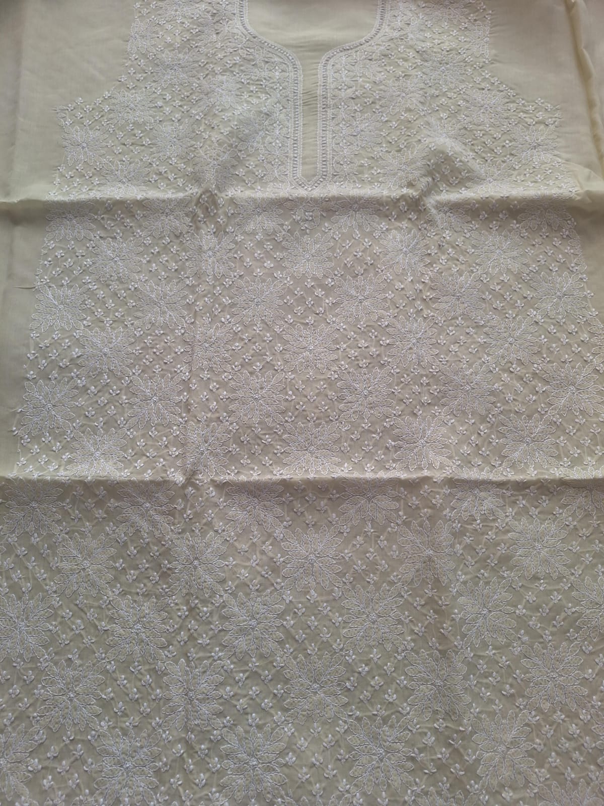 Beige Cotton Jaalwork Kurta