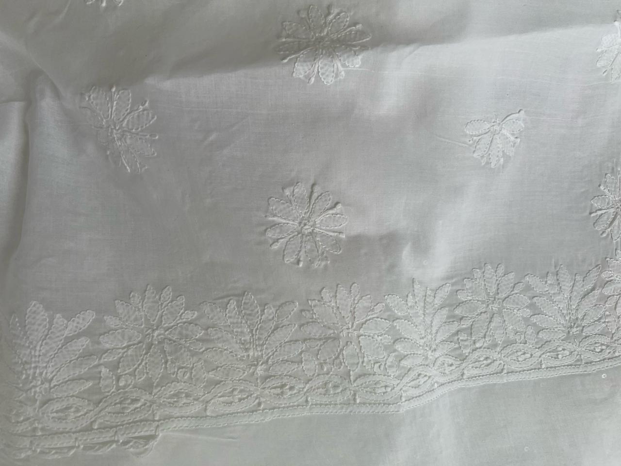 SAFED Pure white cotton full set with sequins